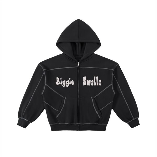 Contrast-Stitched Boxy Fleece Zip Hoodie